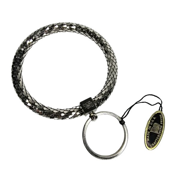 WHITING & DAVIS Vintage Large Silver Mesh Circle Keychain | Rare NWT Condition - Picture 3 of 4